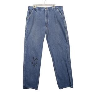 Carhartt jeans Mens 38 x 36 Carpenter Pants Blue Denim Work FLAWS Rancher Farmer